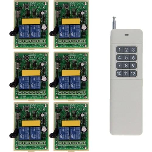 Remote Control Switch AC 110V-220V 2CH Relay RF 2 CH Receiver 3000m Wide Range 12CH Transmitter Learning 315 / 433 MHz