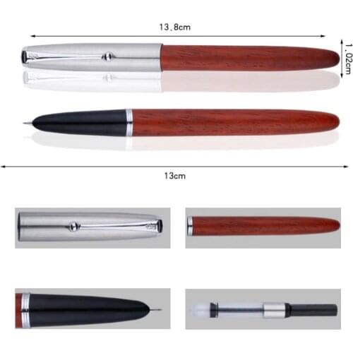 Jinhao Fountain Pen 0.38mm Hooded Nib Wood Metal Practice Writing Gift Pens for Student School Office Supplies 1pcs/lot
