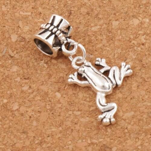 Frog Charm Beads 30.8x15.6mm 19pcs Zinc Alloy Dangle Fit European Bracelets Jewelry DIY B167