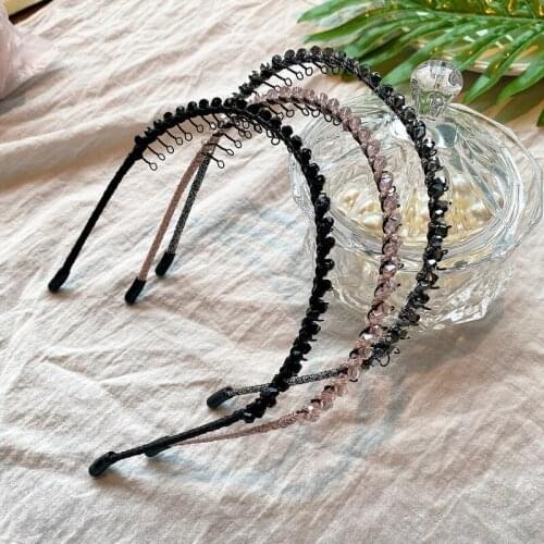 Non-slip 1Pc Crystal Iron Handmade Beaded Headband Hair Band Headwear for Girl Women Hair Fashion Accessories