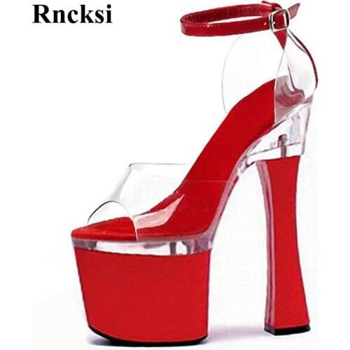 Rncksi Pole Dance Sexy Wedding Party Square Heels Shoes Comfortable Women Sandals With Patform 18cm High Heels Sandals