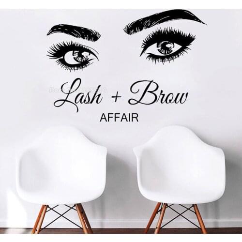 Affair Lash Brow Eyelashes Vinly Decals Wall Decal Window Sticker Beauty Salon Woman Face Lashes Eyebrows Brows Handmade LL192