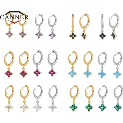 CANNER 925 Sterling Silver Hoop Earrings for Women Colored Diamond Zircon Snowflake Earring Piercing Earings Jewelry pendientes
