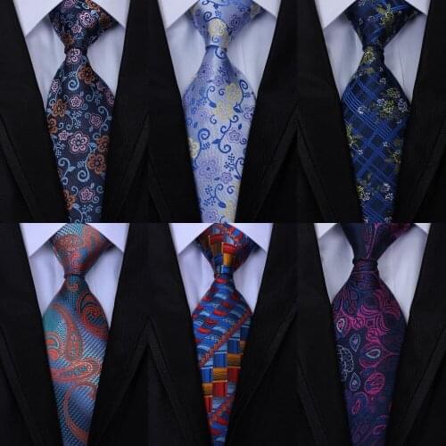 SKng New Fashion 1200 Needles Gravatas Ties 100% Silk Necktie Floral Paisley Woven Blue Ties for Mens Business Wedding Party