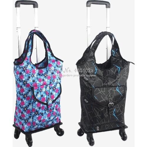 Removable Shopping Bag Cart Telescopic Folding Grocery Shopping Cart Trolley Bag Aluminum Alloy Universal Wheel Shopping Cart