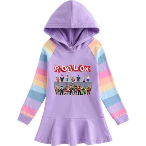Roblox girls hoodie 2021 Fall Cotton Girls Dress Cartoon Roblox Anime Childrens Long Sleeve Hoodie girls coat 100% cotton