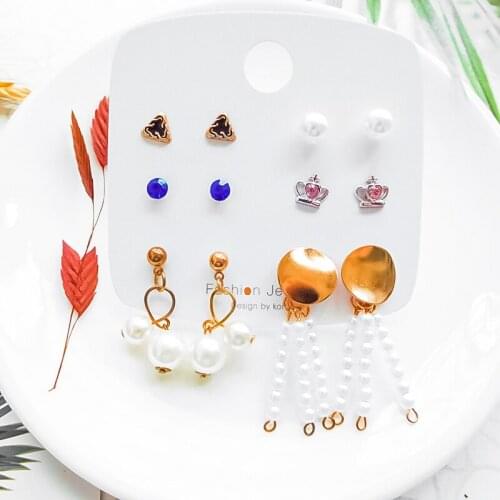 Elegant Handmade Pearl Tassel Drop Earrings Womens Geometric Crystal Metal Stud Earrings Fashion Kolczyki Drop Earings Jewelry