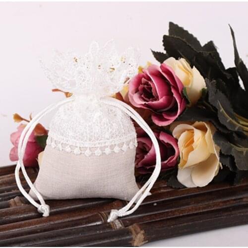 1/5pcs Christmas White Lace Bag Drawstring Drawable Gift Bags Jewelry Bags Candy Dragee Cookies Snack Bag Packaging Bonbonniere