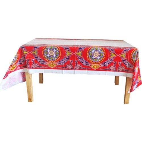 108*180cm Ramadan Eid Mubarak Tablecloth PE Plastic Print Dinner Table Cloth Party Supplies Islamic Ramadan Decoration
