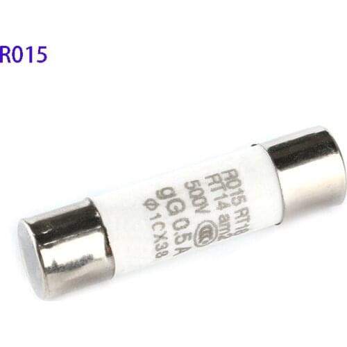 20pcs R015 fuse 10*38mm ceramic fuse tube RT18 0.5 1 2A 3 4 5 6A 10A 32A 500v multiple specifications