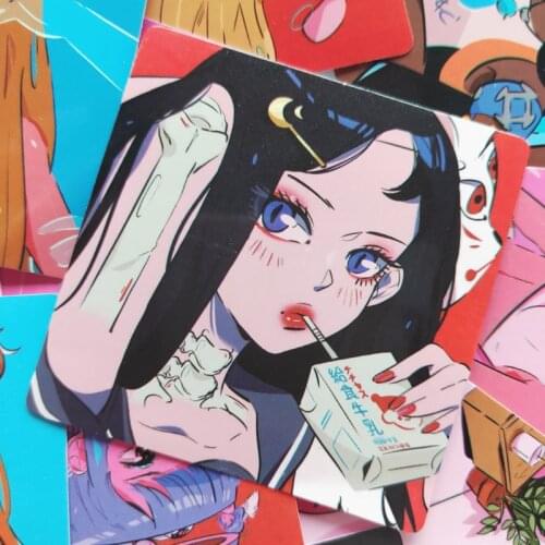 20pcs Japanese Style Anime Stickers Manga Sticker Shojo Aesthetic Stickers for DIY Scrapbooking Diary Luggage Laptop Stickers