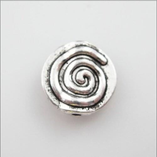25 New Charms Tibetan Silver Tone Rotating Round Flat Spacer Beads 12mm