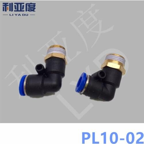 30PCS/LOT PL10-02 Tracheal joint fast connection Male elbow speed PL 90 degrees bend tracheal joints