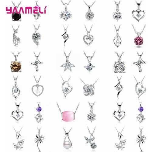 925 Sterling Silver Crystal Chain Necklace For Women Girls Streetwear 2021 Trendy Best Friend Gift Fashion Jewelry Wholesale