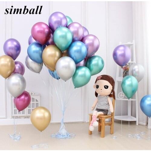 5pcs/lot 12inch Chrome Latex Balloons Wedding Party Decor Globos Metalicos Thick Pearly Metallic Latex Ballon Helium Supplies