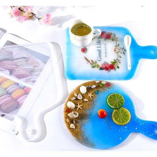 5Pcs Square Circular Shape Handle Tray Moldes De Silicona Para Resina Irregular Geometric Coaster Silicon Moulds For Epoxy Resin