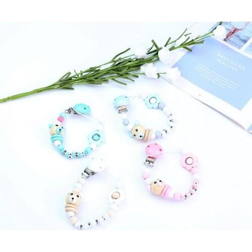 50PCS Baby Pacifier Clip Chain Panda Shape Cute Colourful Beads Clip Baby Soother Holder For Baby