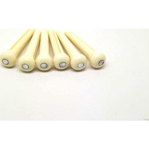 6 Pcs Acoustic Guitar ABS Plastic Bridge Pins, Ivory With Abalone Dot