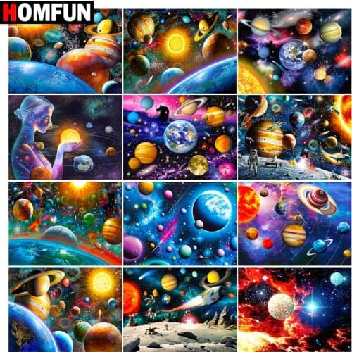 HOMFUN Diamond Painting "Space planet landscape" DIY 5D Diamond Embroidery Sale Full Set Rhinestone Cross Stitch Home Decor