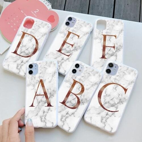 Silicone Funda Case For Samsung Galaxy S21 Ultra S20 FE S10 S9 Plus S10e Initial Letter A Z Fashion Marble Soft TPU Back Cover