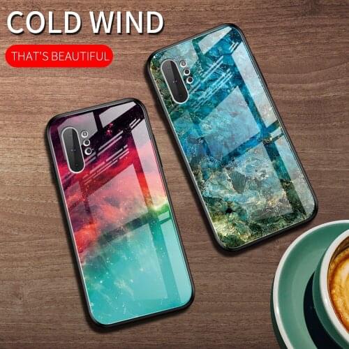 Tempered Glass Case for Samsung Galaxy Note 10 Plus Glossy Stained Gradient Colorful Cover for Samusng Note 9 Fundas Capa