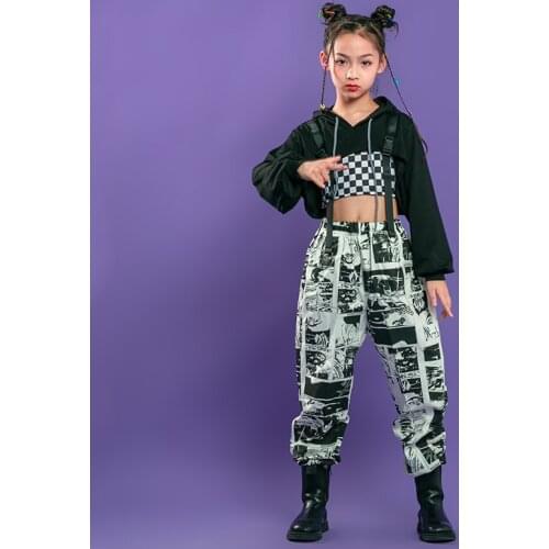 Kids Carnival Hip Hop Clothing Outfits Hoodie Crop Tank Tops Streetwear Print Pants for Girl Boy Jazz Dance Wear Costume Clothes