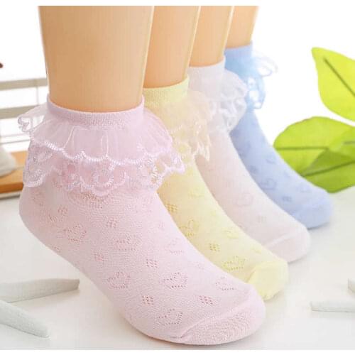 Toddlers Bebe Cotton Baby Girl leg warmers Kids Ruffled Meias Infantil Knitted Lace girls leg warmers white mesh thin summer