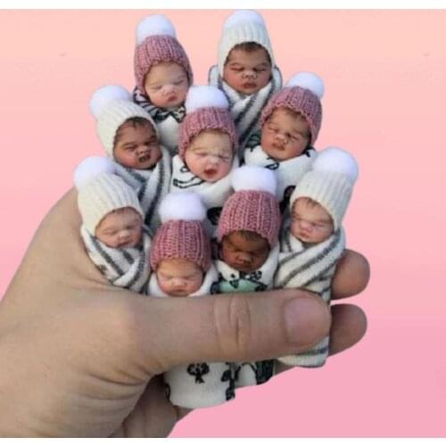 Baby Finger Dolls With Real Clothes And Hat Super Mini Finger Dolls Miniature Reborn Doll Kit Thumb Infant Gift For Children