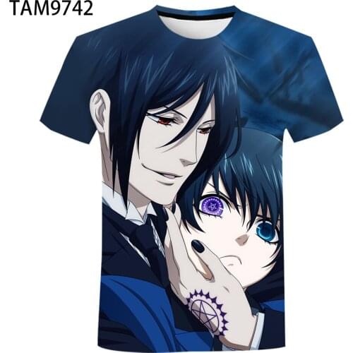 New fashion anime T-shirt black butler 3D printing male and female streetwear O-neck hip-hop T-shirt sports and leisure T-shirt
