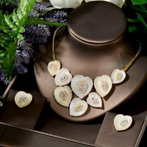 HIBRIDE Charm Big Leaf Shape Dubai Gold Necklace Earring Jewelry Sets Wedding Bridal Jewelry Set Accessories bijoux N-1732
