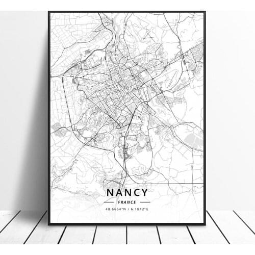 Nancy Reims Valenciennes Perpignan Dijon Le Havre France Canvas Art Map Poster