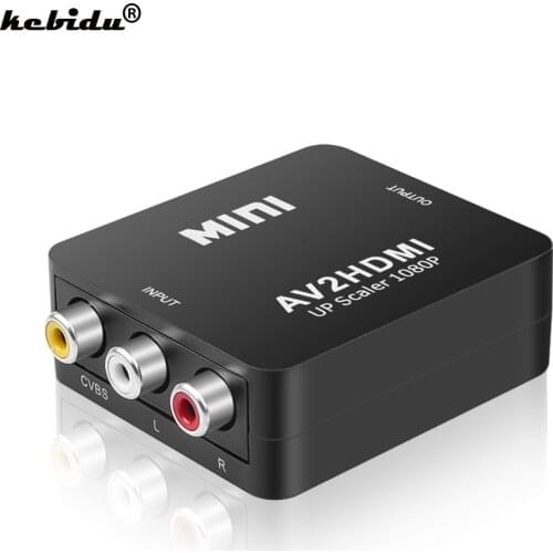 Kebidu HD Video Converter Box RCA CVSB L/R AV to HDMI-compatible Converter Adapter 1080P HDMI2AV Support NTSC PAL Output Adapter