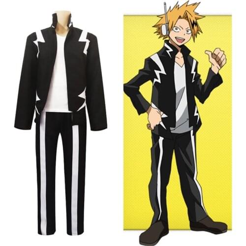 Anime Boku no Hero Academia My Hero Academia Kaminari Denki Cosplay Costume Stage 3 Piece Set T Shirt+Pants+Jacket Halloween Wig