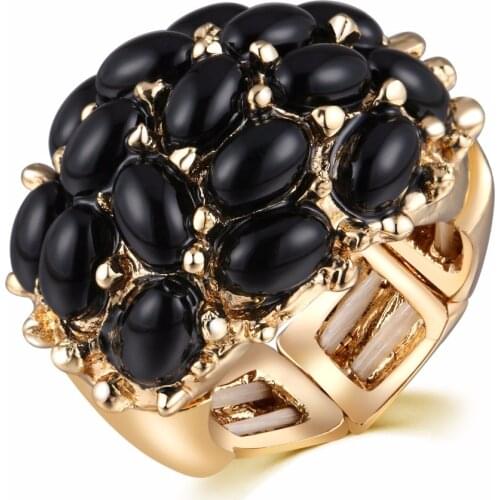 GrayBirds Fashion Jewelry Resin Rings For Lady Free Size Black Color