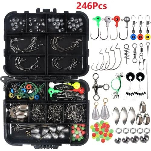 246 /263 pcs/box Fishing Tackles Box Accessories Kit Set With Hooks Snap Sinker Weight For Carp Bait Lure Ice Winter Accessoires