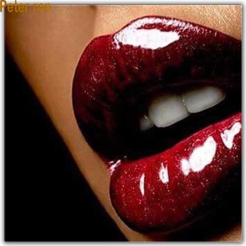 Peter ren Diy Diamond painting cross stitch portrait Square\Round diamond mosaic Rhinestone Full Diamond embroidery "Sexy mouth"