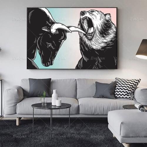 Bull Bear Market Stocks Posters And Prints Stock Tradingr Modular Wall Art Canvas Painting Living Room Modern Office Home Decor