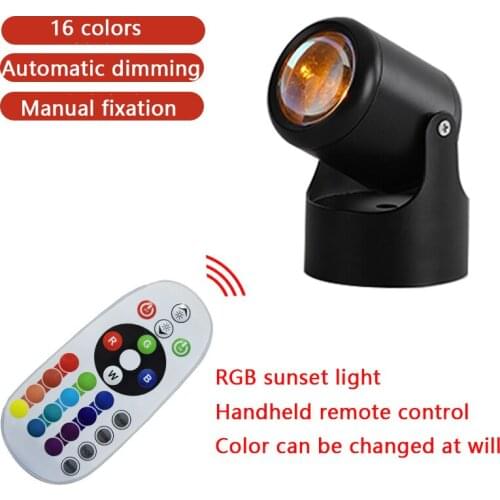 Remote Control RGB USB Sunset Red Projector Led Night Light Rainbow Lamp Color Changing For Bedroom Wall Background Decoration
