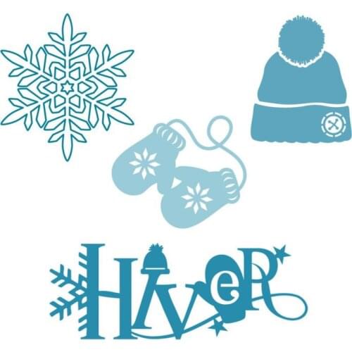 Christmas Snowflake Gloves French Word Metal Cutting Dies DIY Crafts Scrapbooking Card Album Making Template New Dies 2019