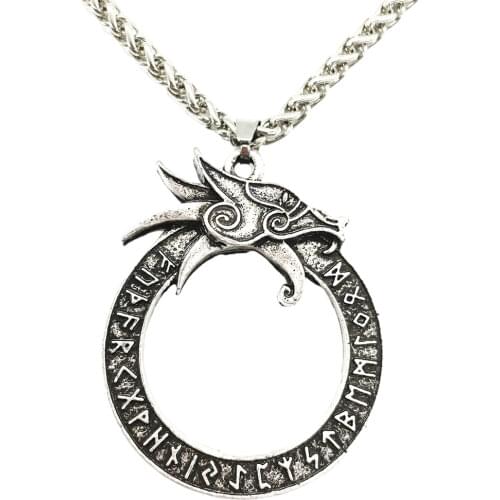 Runes Amulet Pagan Goth Infinity Ouroboros Norse Dragon Necklace Pendant Gothic Accessorie Amulet Viking Runes Jewelry Neclaces
