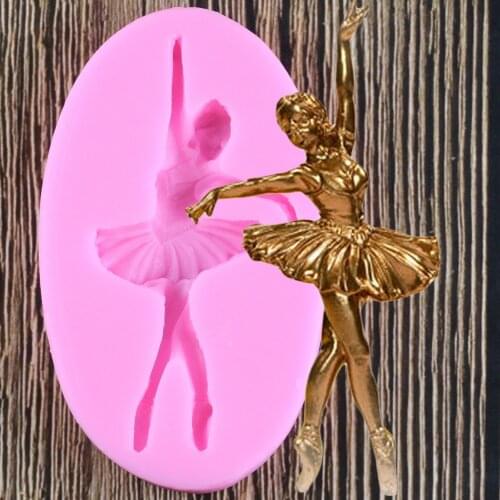 3D Ballet Girl Silicone Mold Fondant Cake Decorating Tools Cupcake Topper Gumpaste Mould Chocolate Baking Moulds