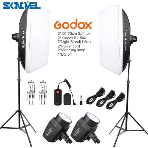 Godox K150A 300Ws 300W 2*150Ws Studio Strobe Room Photo Studio Photography Lighting with Softbox DC-04 flash Trigger Kit