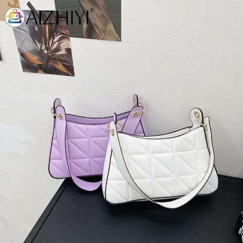 Girls Brief Womens Casual Messenger Bags Women PU Lattice Pattern Handbag Underarm Bag Solid Color Shoulder Bags