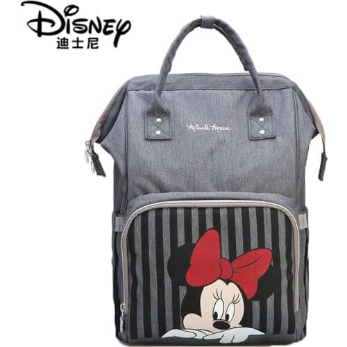 Disney Diaper Bag Backpack Bolsa MaternidadeWaterproof Stroller Bag USB Baby Bottle Warmer Mickey Minnie Travel Mummy Backpack