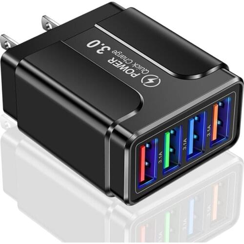 4USB Mobile Fast Phone Charger 3.1A Multi-Port Universal Travel Home EU/US/UK Plug Wall Charging Head for Tablet Smart Phone