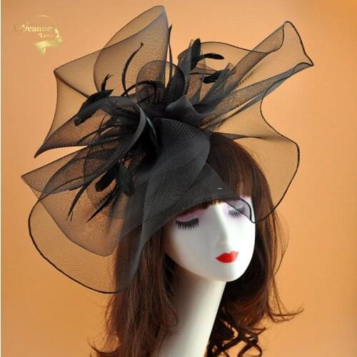 Women Wedding Hat Headwear Flower Black Bridal Party Gifts Hair With Comb Bridal Hats and Fascinators Girls Wedding Accessories