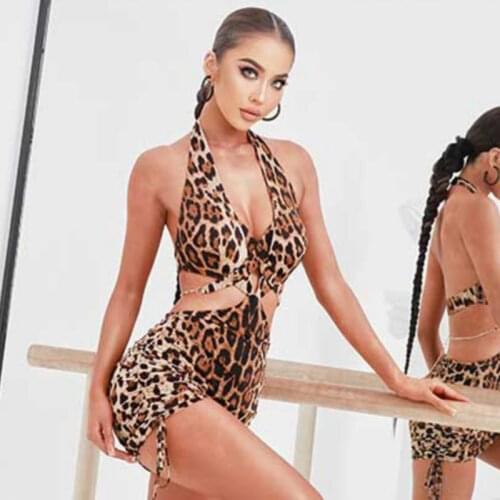 2021 Latin Dance Dress For Women Sexy Leopard Backless Practice Clothes Chacha Samba Tango Stage Competition Dance Dress SL4878
