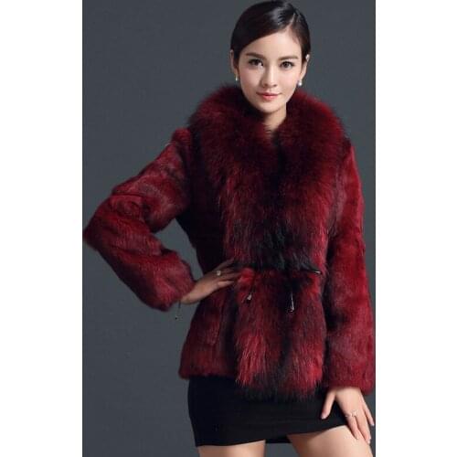 Fur Rabbit Real Coat Winter Jacket Women Clothes 2020 Raccoon Fur Collar Warm Fur Coats Plus Size Manteau Femme MY4379 s