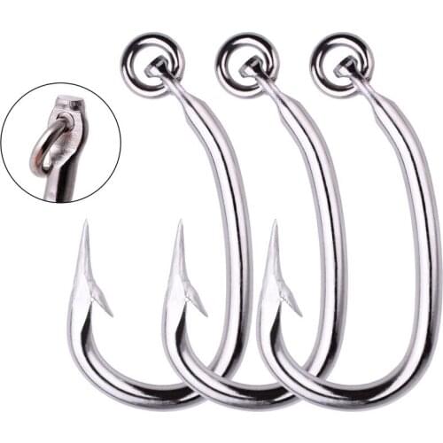 100pcs Size 2.4#-4.0# Saltwater Fishing Hook Tuna Hook Jig Hook Stainless steel Bent Saltwater Jig Hooks