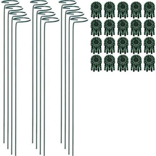 12 Pieces Green Plant Support Stakes, 40 Cm/ 15.9 Inch Single Stem Plant Support With 20 Pieces Green Phalaenopsis Clip